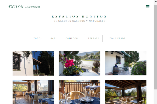 Website design and development for Txulu jatetxea, family restaurant in rural surroundings in Bizkaia.